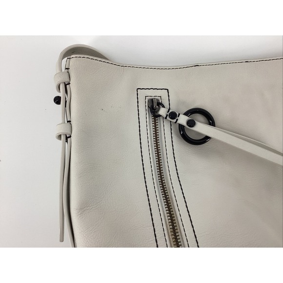 RARE Rebecca Minkoff White Leather Biker Bucket Bag With Double Zippers & Studs - Picture 4 of 9